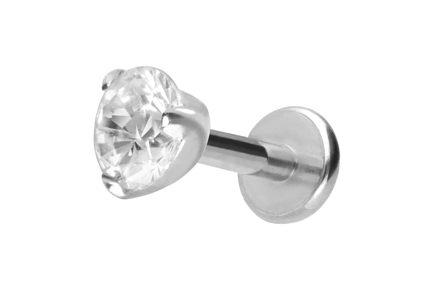 Titan Labret Piercing mit Innengewinde EINGEFASSTER KRISTALL